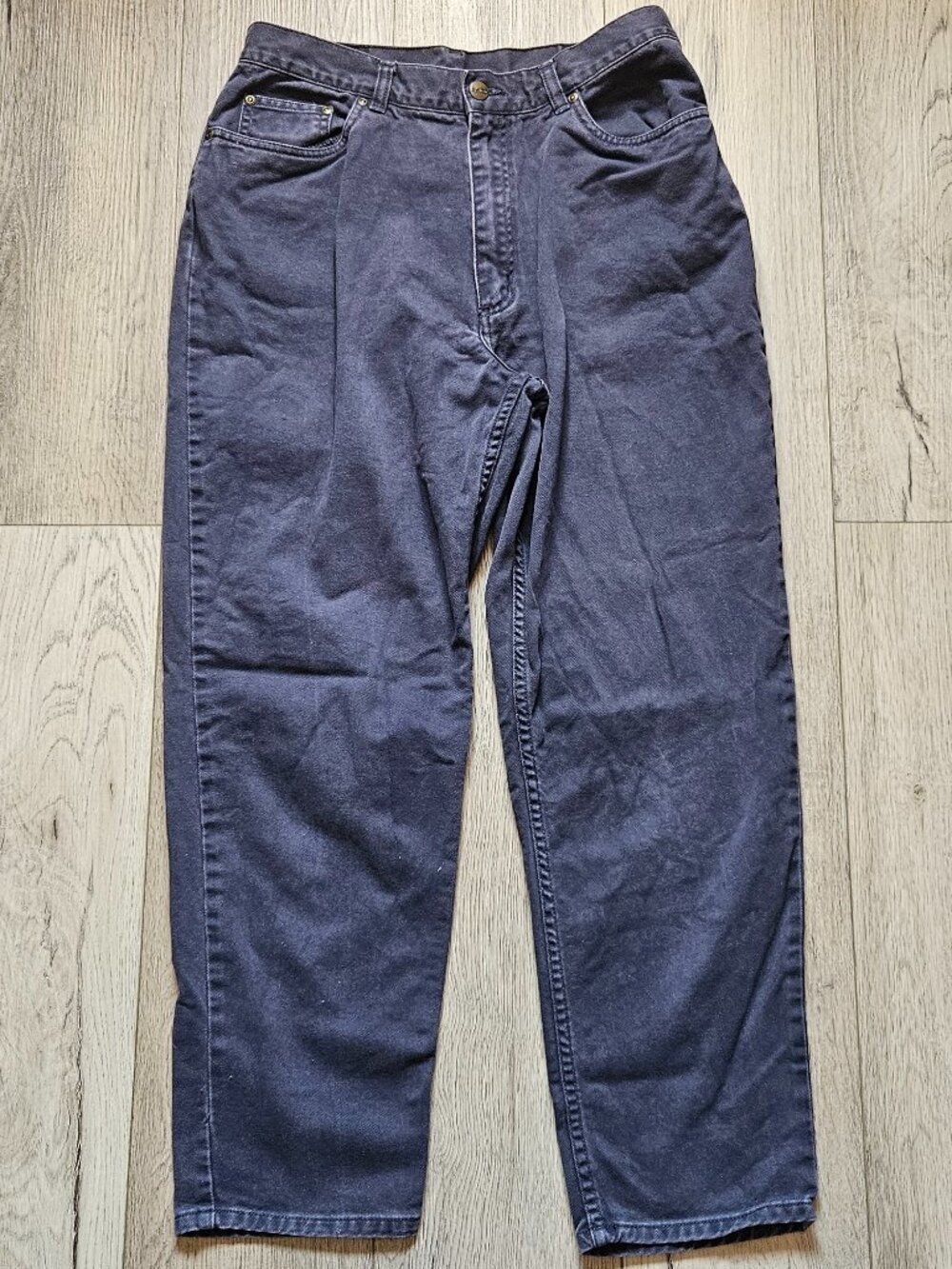 LL Bean Womens 12 Petite Double L Relaxed Fit Jeans Dark Wash Denim 12x28 High R
